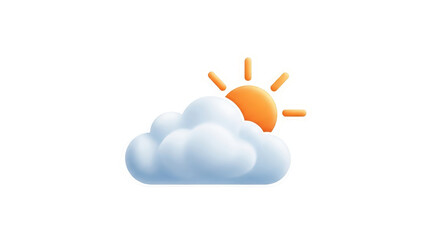 Isolated Half Sun Behind Cloud, Icon. Sunny weather with cloud. Vector forecast pictogram