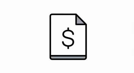 Minimalist Icon of Financial Document or Invoice with Dollar Sign