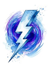 A vibrant watercolor illustration of a lightning bolt. Perfect for design and creative projects