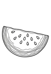 Illustration of a watermelon slice with seeds, perfect for coloring pages or educational materials