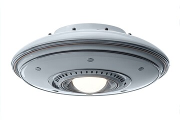 Futuristic gray UFO hovering