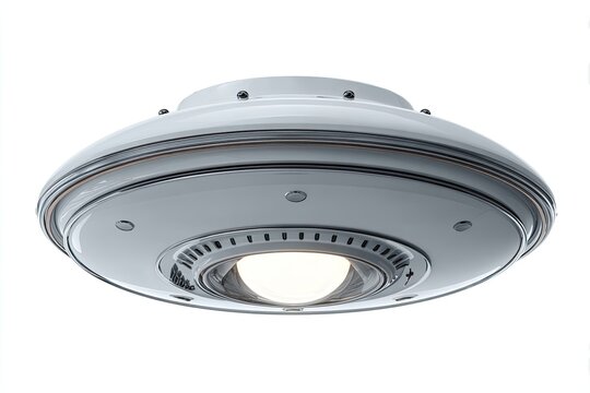 Futuristic gray UFO hovering