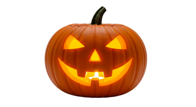 Glowing Jack-o'-lantern with Candle Inside image graphic - Powered by Adobe