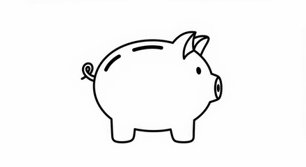 Piggy Bank Line Art Icon for Savings