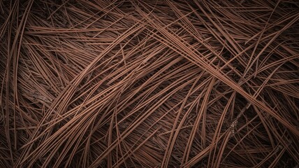 Abstract geometry of pine needles with strong lines and earthy tones