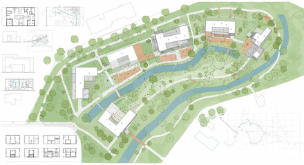Detailed Architectural Plan and Landscape Design of a Modern Urban Development
