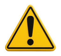 Yellow exclamation point sign on a white background.