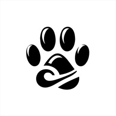 Stylized black paw print with abstract design element
