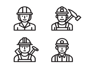 Creative Labour Day Worker Icon Minimal Line Art Vector