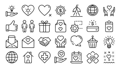 A set of heart icons in various shapes and colors, showcasing diverse designs and styles..eps