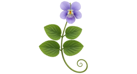 Isolated violet plant, wild pansy, Viola odorata, sweet violet with vibrant spring flower