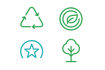 Icons representing eco-friendly symbols often used in environmental campaigns and sustainability initiatives