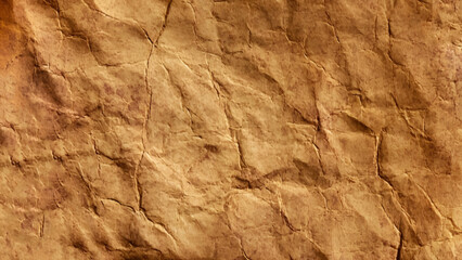 Brown crumpled recycled paper texture background. Textured paper background. Kraft Paper texture background of brown crumpled recycled cardboard paper sheet