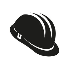 Black silhouette of a construction hard hat, symbolizing safety, protection, and industrial work environments.