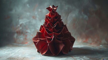 Naklejka premium Minimalist abstract christmas tree crafted from elegant folded paper origami shapes