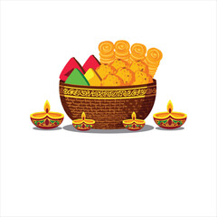 Happy Diwali Colorful Typography with Sparkles – Festival Greeting Vector on White Background