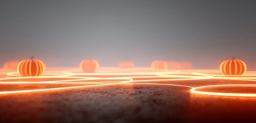 Eerie background glowing with abstract pumpkin trails