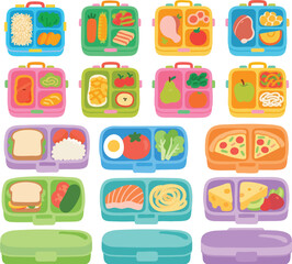Colorful lunchboxes full of nutritious meals perfect for school kids, appealing to parents seeking healthy food ideas and back to school supplies