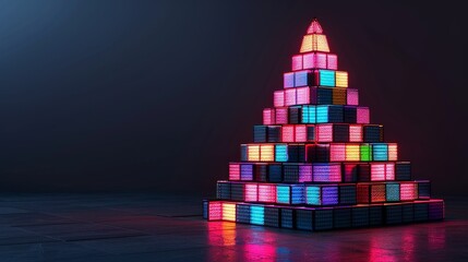 Illuminated digital pixel christmas tree  a modern holiday decoration with futuristic charm