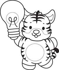 Obraz premium Coloring book of cute tiger character vector clip art for children. 