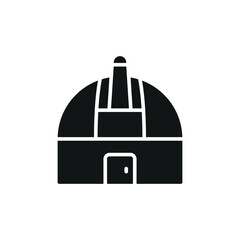 Observatory dome icon in solid glyph representing technology, telescope, and cosmic study.