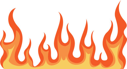 Realistic fire flame illustration, blazing flames vector, burning fire effect design.