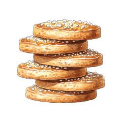 Watercolor Vector Shortbread Traditional Cookie Illustration on White Background
