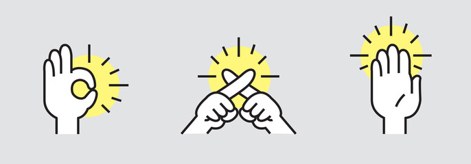 Hand Sign Icon Set (color)– 資料作成用 OK・NG・挙手 ハンドサインアイコン集(カラー)