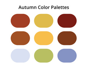 Autumn color palette with warm earthy tones including brown, red, orange, beige, and green, seasonal fall swatches for design inspiration, fashion, branding, interior decor, and creative graphic proje