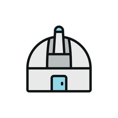 Observatory dome icon in outline with color accent representing galaxy, stargazing, and space visuals.