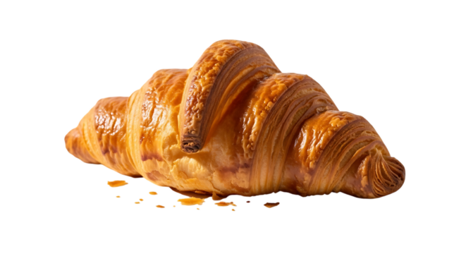 Delicious and flaky croissant pastry baked to golden perfection for breakfast or snack time treat photo transparent background