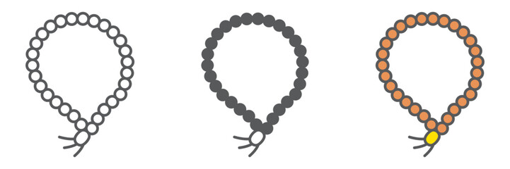 Misbaha icon, ramadan and dhikr, muslim tasbih sign, vector graphics, a linear pattern on a white background, editable stroke