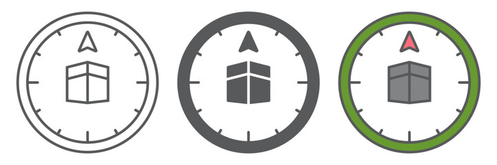 Qibla compass icon, ramadan and islam, islamic compass sign, vector graphics, a linear pattern on a white background, editable stroke