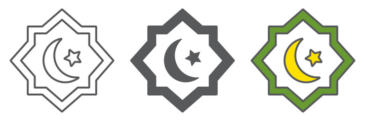 Rub El Hizb icon, ramadan and islam, islamic star sign, vector graphics, a linear pattern on a white background, editable stroke