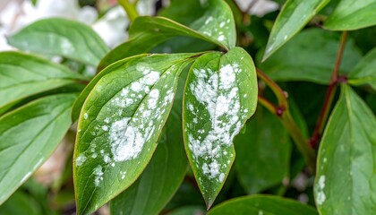 Peony leaves with white spots