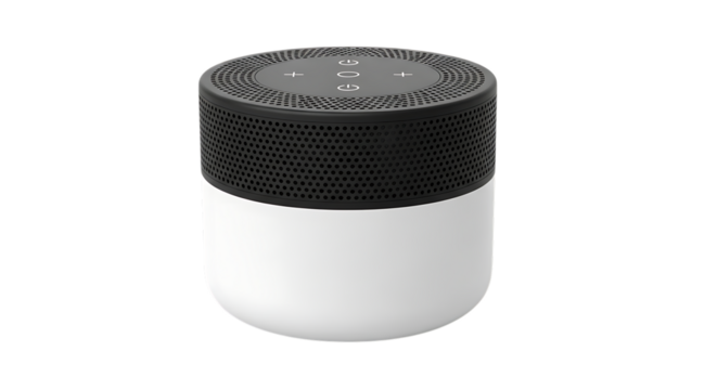 White and Black Cylindrical Smart Speaker audio device