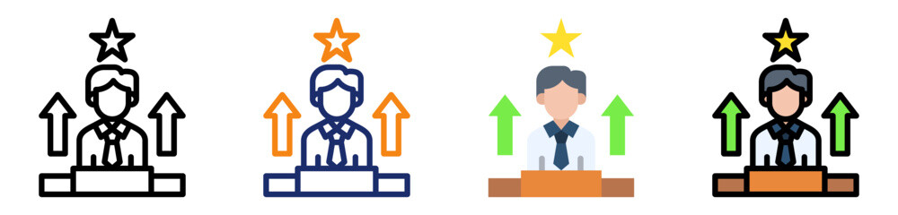 Personal Success Icon Multiple Style Collection Set 