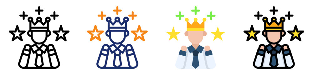 Self Confidence Icon Multiple Style Collection Set 