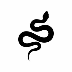 Sleek black snake silhouette coiled elegantly against a clean white background.