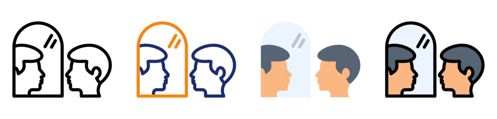 Self Reflection Icon Multiple Style Collection Set 