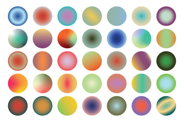 A dynamic set of colorful, gradient circles blending soft hues with vibrant contrasts, perfect for modern abstract design or artistic projects.