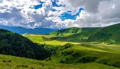 Panoramic mountain valley landscape