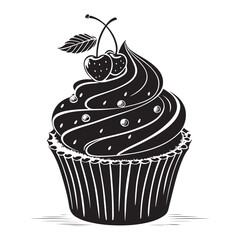 Silhouette of a Decorated Cupcake