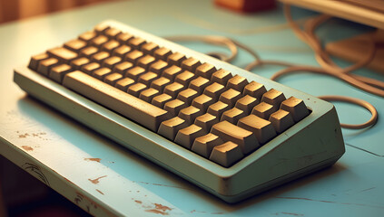 Vintage keyboard and typewriter