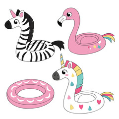 Adorable cartoon animal pool floats bring summer fun with flamingo, zebra, and unicorn designs
