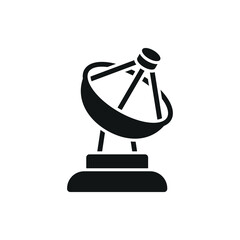 Radio telescope giant dish icon in glyph style for astronomy, astrophysics, and research visuals.