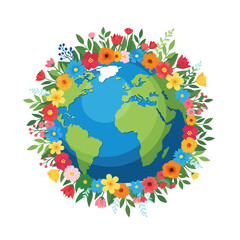 planet earth with flowers, earth with leaves, floral earth, green planet, earth day, environmental awareness, protect the planet, love the earth, eco friendly, sustainability, climate action, biodiver