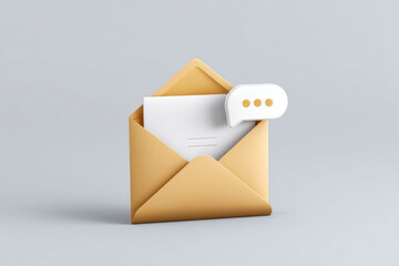 Open mail communication shows notification with happy expression