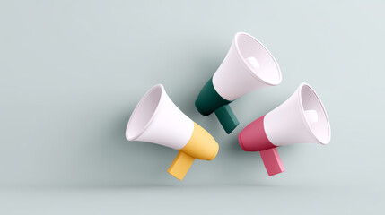 Vibrant megaphones announce news, creating buzz of excitement and anticipation