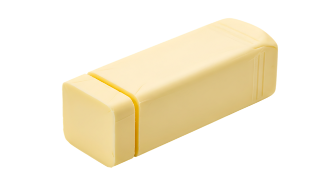 Butter stick dairy product food ingredient cooking baking yellow fat spread dairy block butter pat closeup  100 characters transparent background